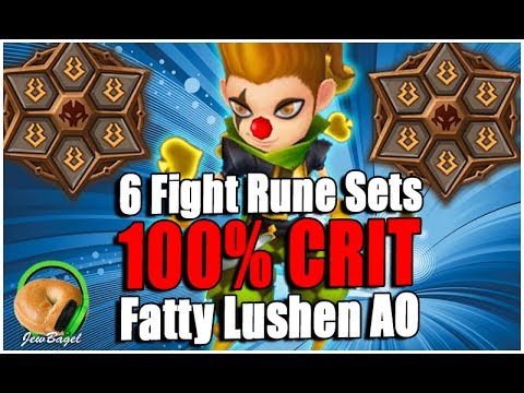 SUMMONERS WAR: Fatty Lushen Arena Offense (12x Fight Runes, 100% Crit)