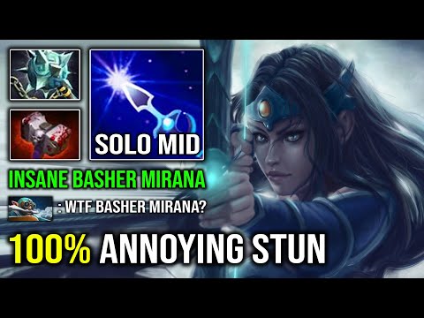 WTF Basher Solo Mid Pro Mirana 100% Annoying Stun Ganking Everyone on the Map Dota2