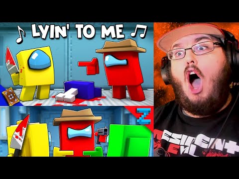 Steven Z KILLER - AMONG US 🎵 Minecraft Animation Music Video [VERSION A & B] (“Lyin' 2 Me” Song by CG5) REACTION!!!