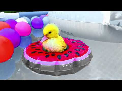 The Runaway So cute ducklings to swim in the mud hole