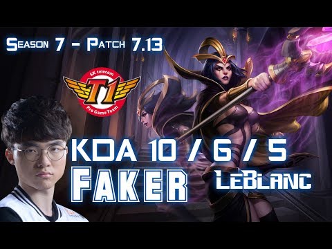 SKT T1 Faker LEBLANC vs CORKI Mid - Patch 7.13 KR Ranked