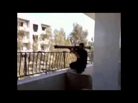 استهداف كتيبة عمر المختار بقاذف بي 10 دبابة لقوات النظام على حاجز ديرخبية في ريف دمشق