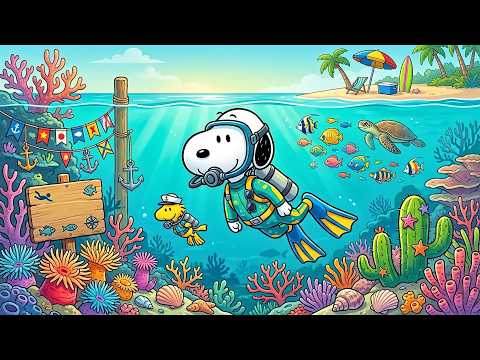 Snoopy’s Seaside Diving Expedition 🐠 | Cozy Jazz For Relaxation, Positive & Endless Summer Vibes