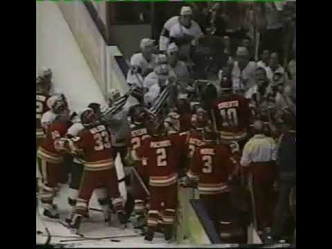 Bench Clearing Hockey Brawl LA Kings vs Calgary Flames 1991
