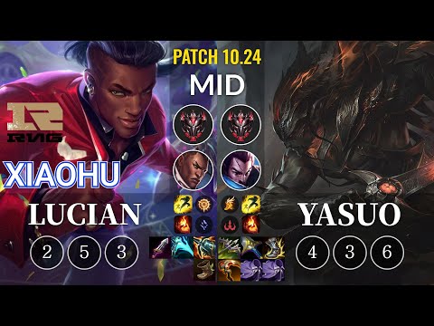 RNG Xiaohu Lucian vs Yasuo Mid - KR Patch 10.24