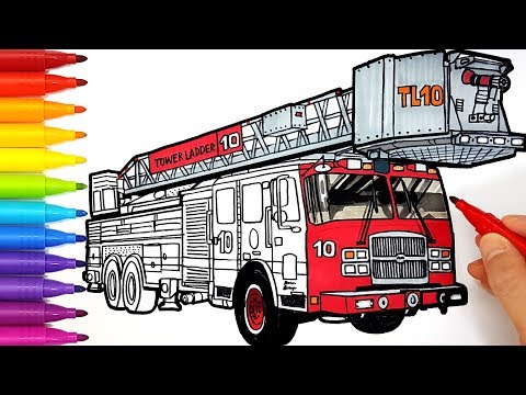 How to draw a FIRE TRUCK | Drawing and Coloring Pages...