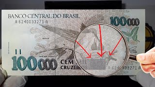 Descubra os segredos das cédulas - 100.000 Cruzeiros - valores - História