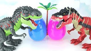 Two T-Rex Born In a Dinosaur Eggs. Learn Names of Dinosaur With Eggs, Tayo, Spider, Monster Toys~