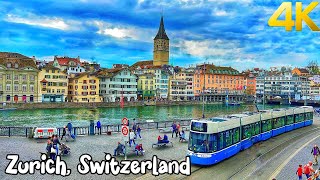 Zurich, Switzerland Walking tour 4K - Incredibly beautiful Swiss city