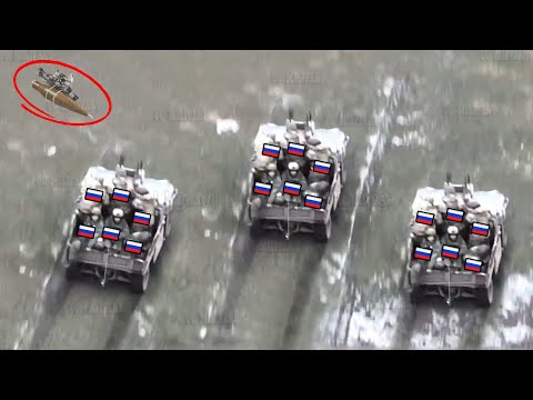 Ukrainian FPV drones mercilessly destroys Russian infantry troops attacking with golf carts