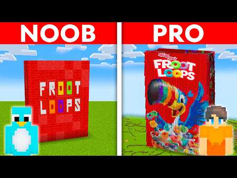 NOOB vs PRO: FROOT LOOPS House Build Challenge in Minecraft