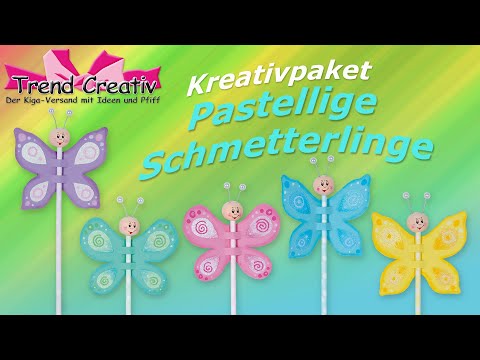 Kreativpaket Pastellige Schmetterlinge / Anleitungsvideo / Basteln mit Kindern