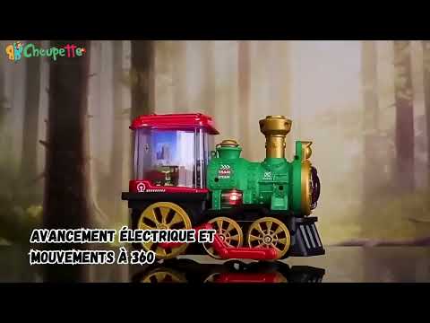 Train électrique Enfant Vapeur – Imitation De Locomotive Avec Lumières, Sons Et Fumée, Dès 3 Ans, Fonctionne Sur 3 Piles AA