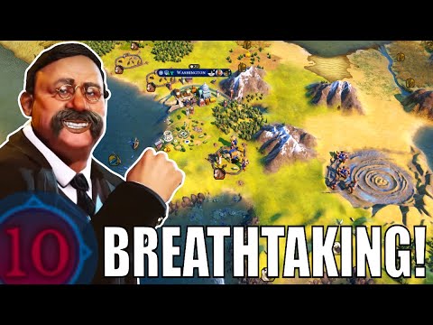 Civ 6 | Breathtaking Bull Moose Wonder Start VS Level 10 AI! – (#1 Deity++ America Civilization VI)