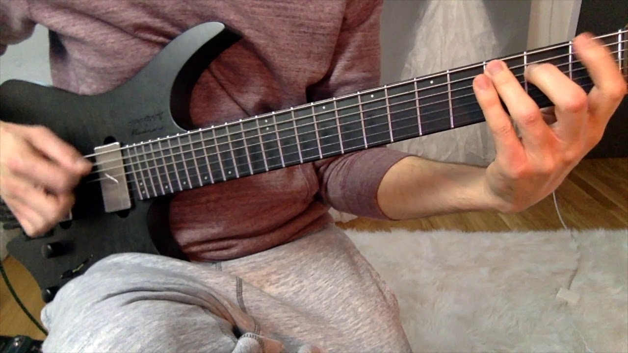 Guitar close-up playing the Constant Motion Riff #7 by Dream Theater.