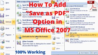 How to Save Excel File As PDF in Office 2007 || File Save As PDF Office 2007||Save as pdf File.
