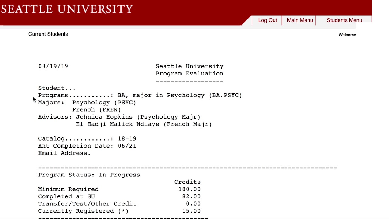 How to Read your Program Evaluation - Registration 101