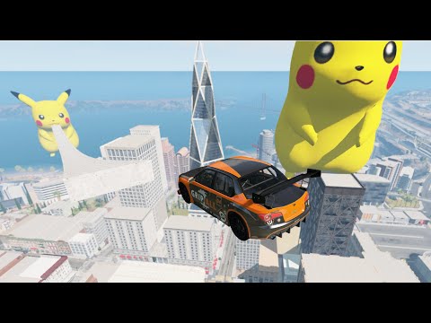 Pokémon Car Fly Through Pikachu - Beamng Drive