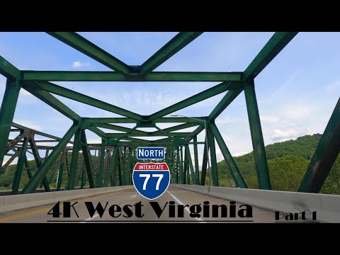 4K I-77 North.  Interstate 77 North.  Charleston, West Virginia to Marietta, Ohio. Part 1