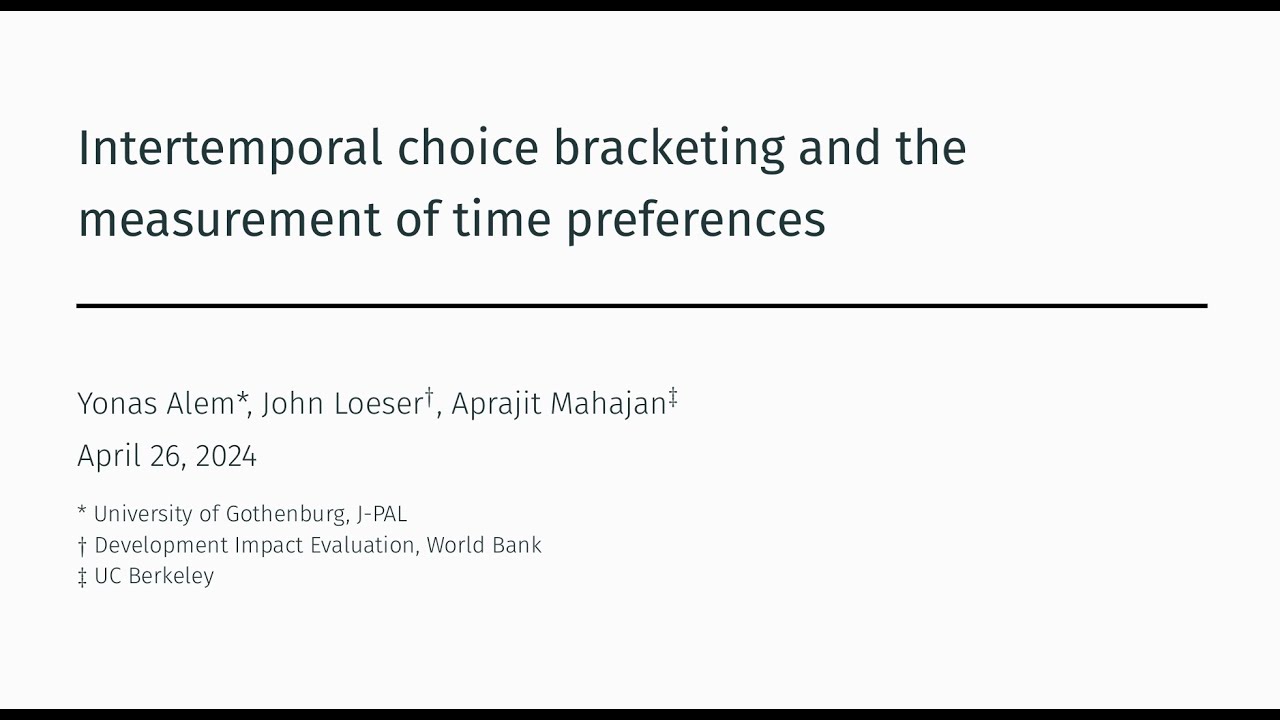 Intertemporal Choice Bracketing and the Measurement of Time Preferences | PEP2024