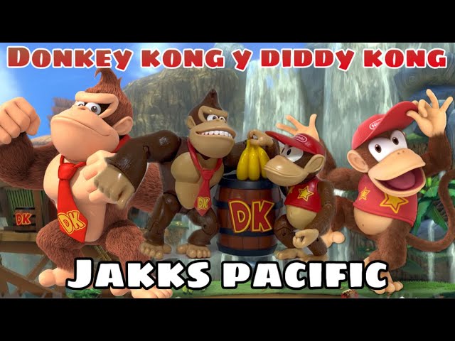 Vídeo relacionado con Nintendo Figura de acción de Diddy Kong, 10 cm, Marca Oficial Jakks Pacific, 13 Puntos de articulación, Incluye Accesorio de Barril, Ideal para coleccionistas de Videojuegos y Fans de Donkey Kong