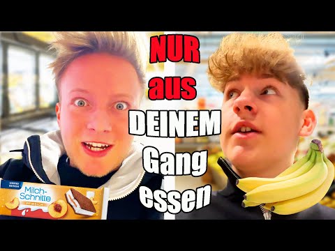 NUR aus DEINEM GANG im Supermarkt essen für 1 Tag Süßigkeiten, Pizza, Brot? TipTapTube