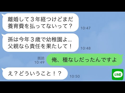 【LINE】離婚3年後に元義母から鬼LINE「父親なら娘の養育費払うのが常識!」→俺に子供ができるはずないので調べてみると元嫁の悪事が発覚し…