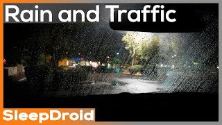 ► Parking Lot Rain: City Rain at Night with Traffic &amp; Distant Thunder Sounds for Sleeping. Wet Road