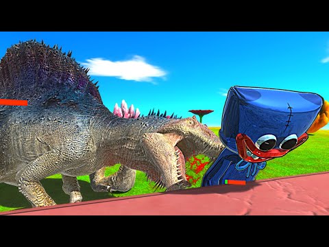 HUGGY WUGGY vs Giant Spinosaurus and Baby T-REX! - Animal Revolt Battle Simulator