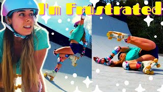 FAILING Beginner ROLLER SKATE Tricks at the SKATE PARK | Roller Skating Progress Vlog Day 28