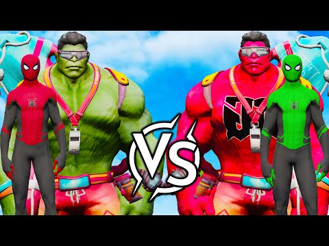Green Hulk & Red Spider-Man vs Red Hulk & Green Spider-Man