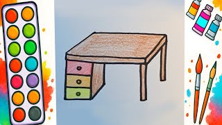 How to draw a desk 🎨 easy and fun!