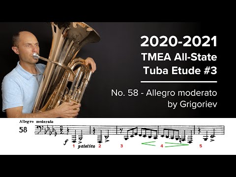 2020-2021 TMEA All State Tuba Etude #3 - No. 58 Allegro moderato by Grigoriev