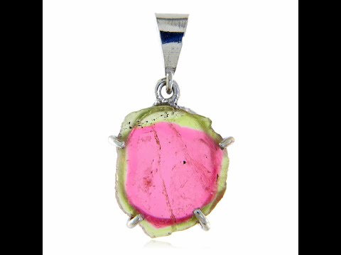 Pandantiv Argint 925 Turmalina Watermelon Pepene Verde Naturala - Eleganta si Energie Pozitiva