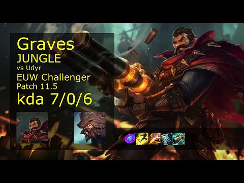 Graves vs Udyr Jungle - EUW Challenger 7/0/6 Patch 11.5 Gameplay