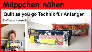 Mäppchen &quot;Alba&quot;, Quilt as you go Technik einfach erklärt