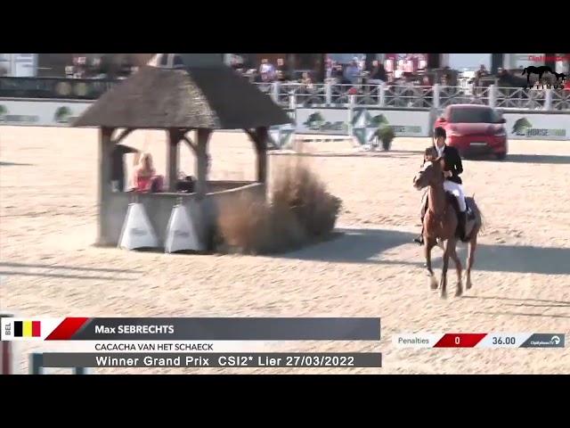 Mother this Implanted Embryo is the CSI 1.60m jumping mare Cacacha van het Schaeck with rider Max Sebrechts.