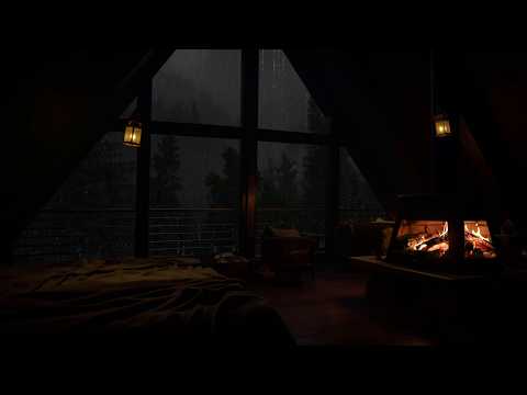 Warm attic with fireplace and tropical rain for a deep and relaxing sleep
