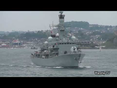 HMS ST ALBANS F83 ENTERS DEVONPORT NAVAL BASE AT DEVILS POINT 25-5-24