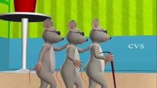 3D Animation Three Blind Mice English Nursery Rhyme for children  with lyrics