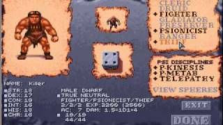 Let's Play Darksun Shattered Lands 001 Character Creation