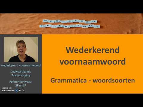 Wederkerend voornaamwoord Grammatica woordsoorten