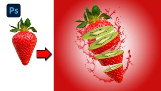 Strawberry Fruit Slice in Photoshop | Water Splash Manipulation