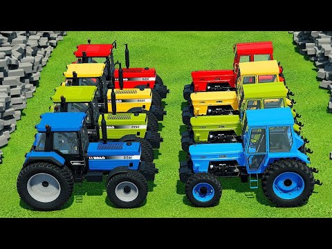 CLAAS vs JOHN DEERE vs CASE vs FIAT TRACTORS BATTLE - Farming Simulator 22