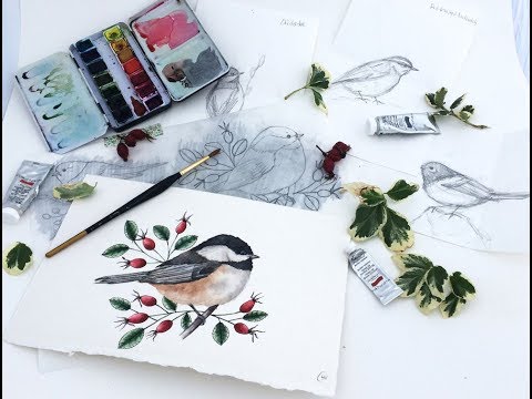 How to Paint a Watercolor Bird | Black-capped Chickadee