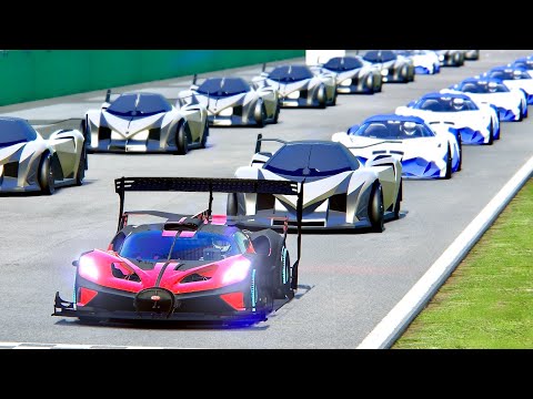Bugatti Bolide GTR vs Devel Sixteen Hypercars at Monza