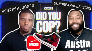 DID YOU COP? LIVE AIR JORDAN 1 “PATENT BRED” ON SNKRS WITH @Sniper J0nes AND @Unbreakable Kicks