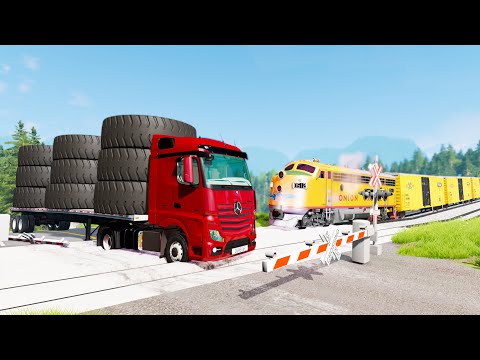 Railway Сrossing Train Сrashes #20 - Beamng drive