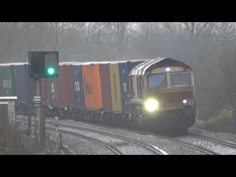 GBRF Class 66721 Harry Beck On Intermodal Train On 4E08 Passing At Tamworth High Level On 07/02/2026