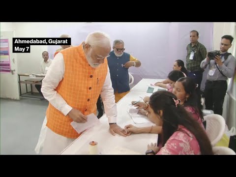 Modi Votes in India's General Election